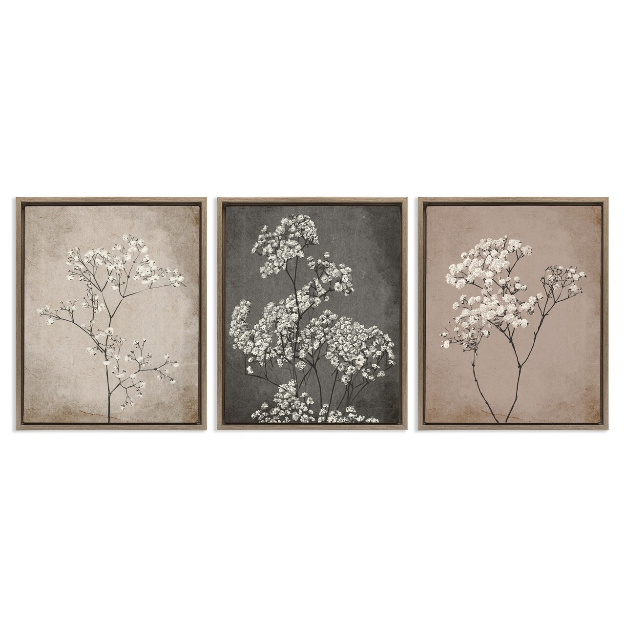 Stupell Industries Botanical Baby's Breath Herbs Framed Floater Canvas Wall Art